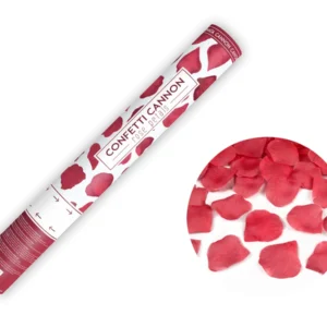 Confettikanon met rozenblaadjes, bordeauxrood, 40 cm